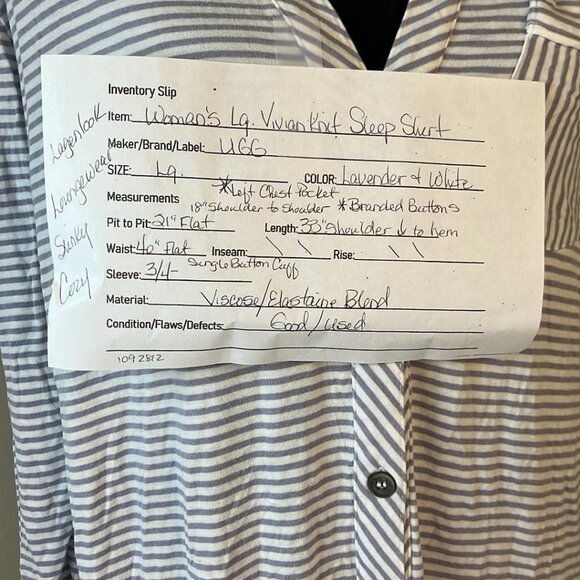 UGG Vivian SZ LG Night Shirt Purple & White Comfy Soft Lightweight Loungewear - Picture 2 of 9